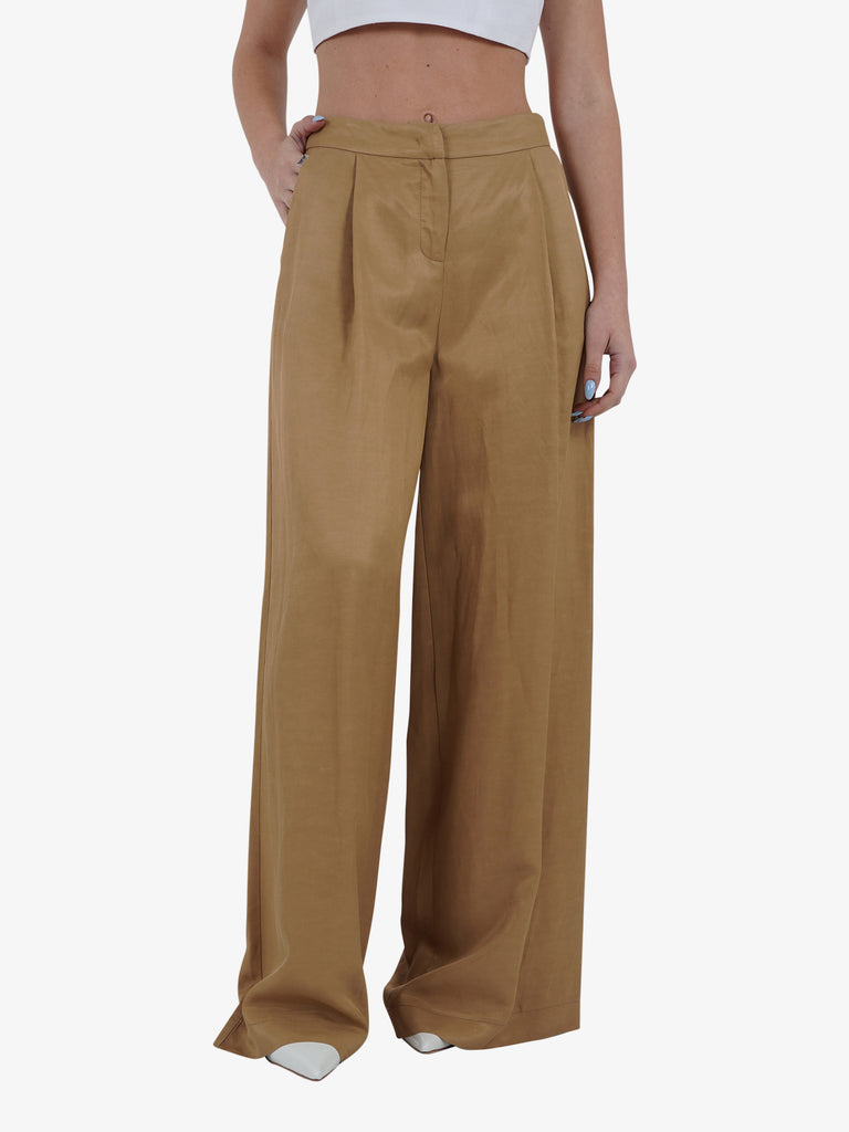 JIJIL Pantalone Donna Marrone Viscosa con Gancetti