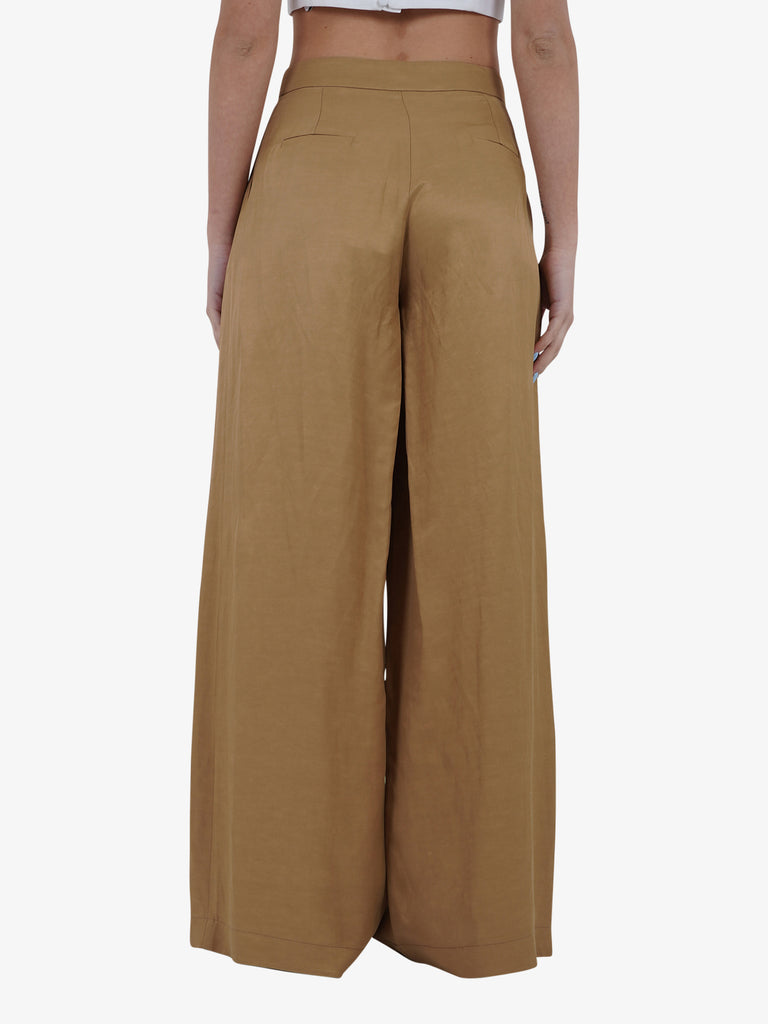 JIJIL Pantalone Donna Marrone Viscosa con Gancetti