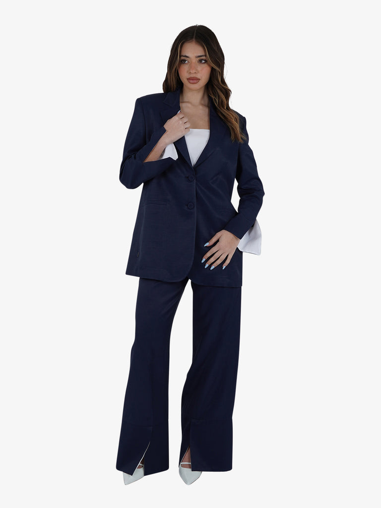 JIJIL Pantalone Donna Blu Viscosa con Gancetti