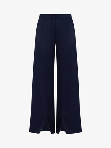 JIJIL Pantalone Donna Blu Viscosa con Gancetti