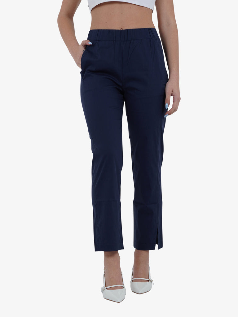 JIJIL Pantalone Donna Blu Cotone con elastico