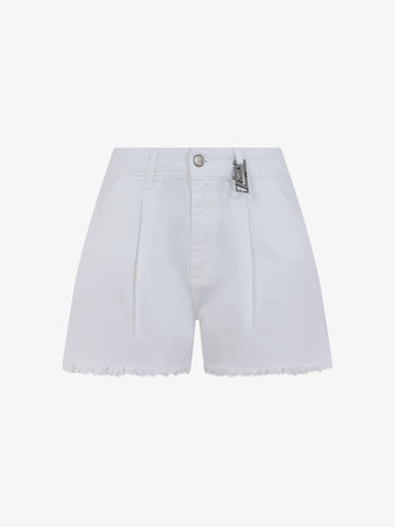 JIJIL Shorts Donna Bianco Cotone con bottone