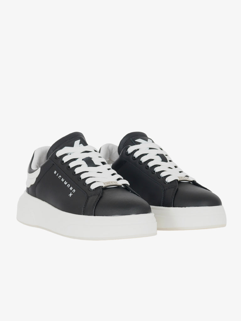 JOHN RICHMOND Sneakers Action 20007/CPA uomo in pelle nero/bianco