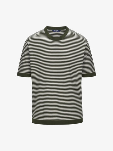 K-WAY maglieria combe stripes uomo verde cotone