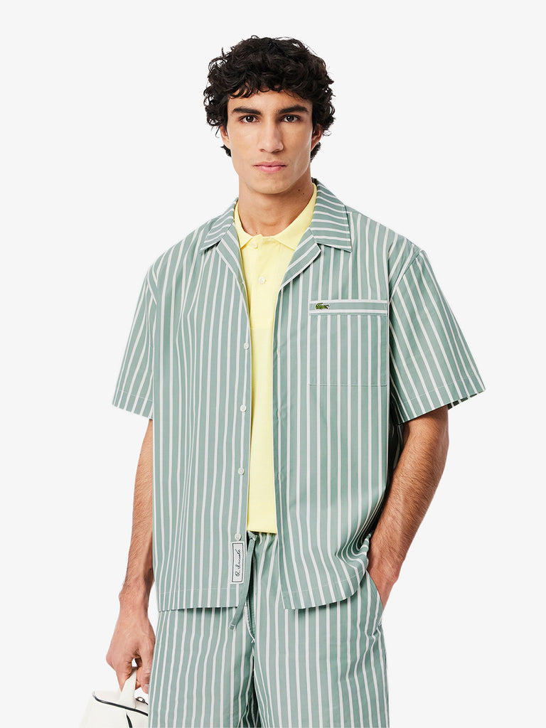 LACOSTE Camicia Uomo Verde Cotone con bottone