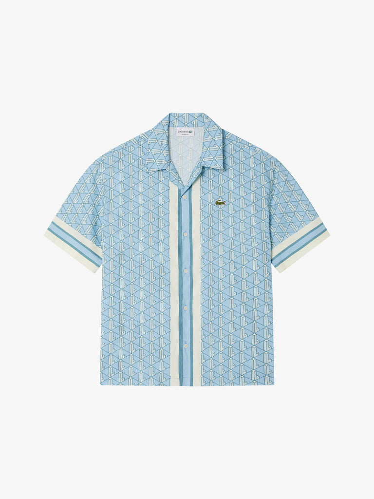 LACOSTE camicie con stampa uomo azzurro cotone