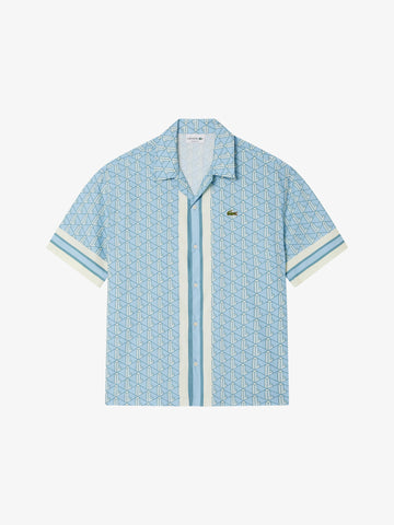 LACOSTE camicie con stampa uomo azzurro cotone