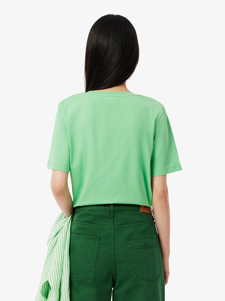 LACOSTE T-shirt Donna Verde Cotone