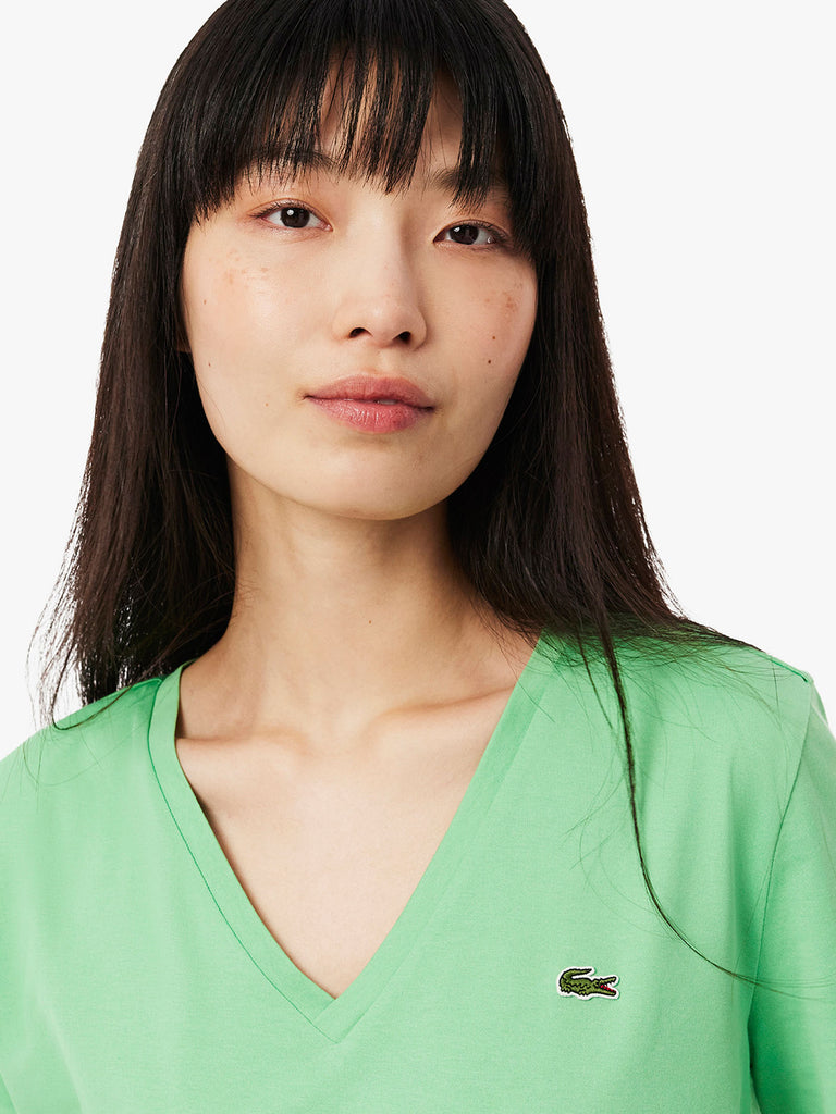 LACOSTE T-shirt Donna Verde Cotone