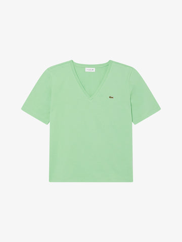 LACOSTE T-shirt Donna Verde Cotone