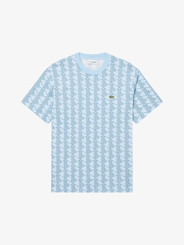 LACOSTE T-shirt con monogramma uomo azzurro cotone