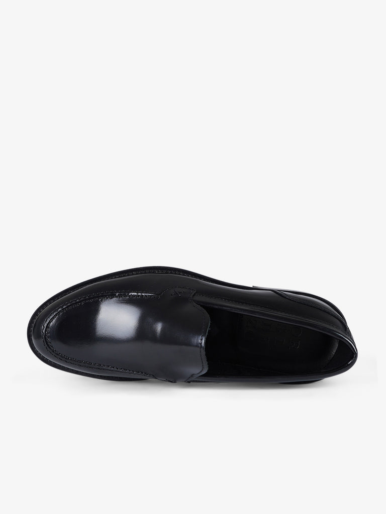 LORIS LORENZO mocassini punta tonda uomo pelle nero