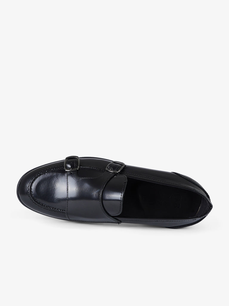 LORIS LORENZO mocassini punta tonda uomo pelle nero