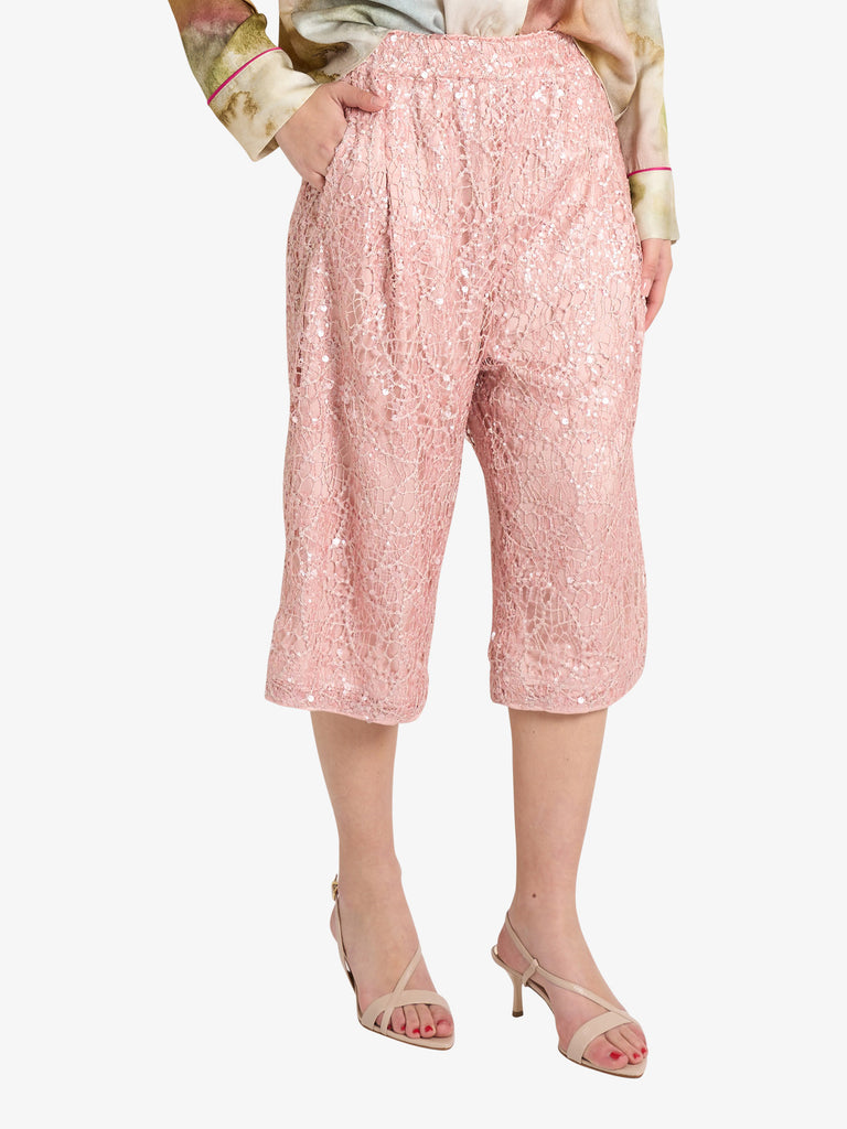 MERCI pantalone con applicazioni donna rosa