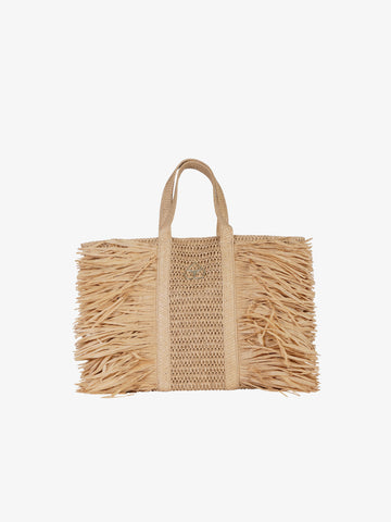 MISS BIKINI borse a mano donna rafia frange beige