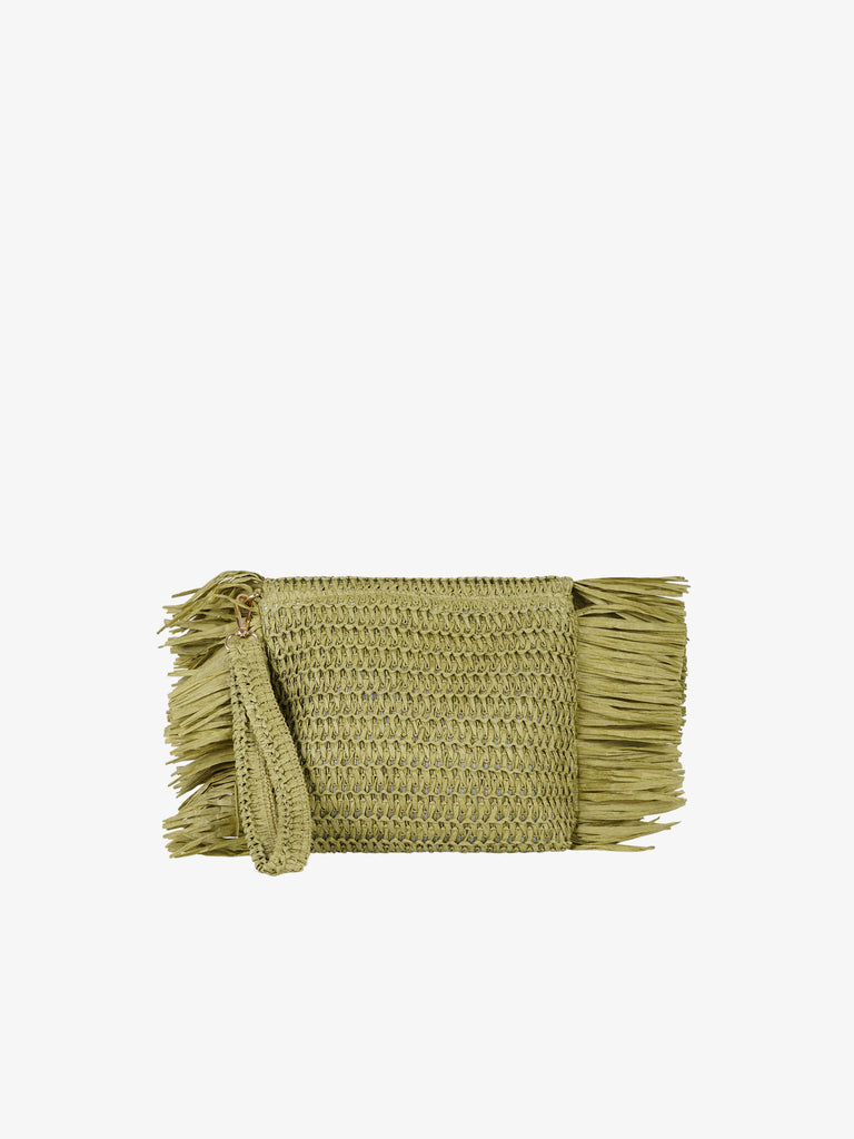 MISS BIKINI pochette donna pochette rafia frange verde