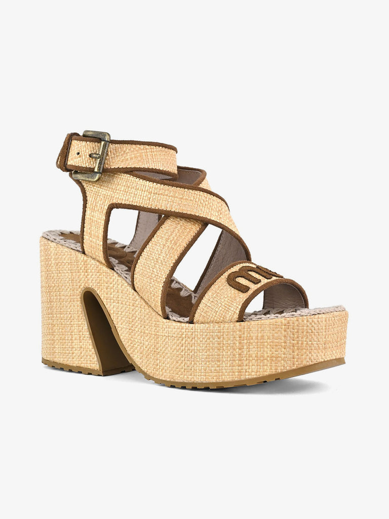 MOU Sandali con plateau SW721000K Donna Rafia Beige