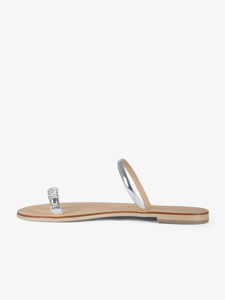 NICOLAS LAINAS sandali bassi puna mandorla donna argento