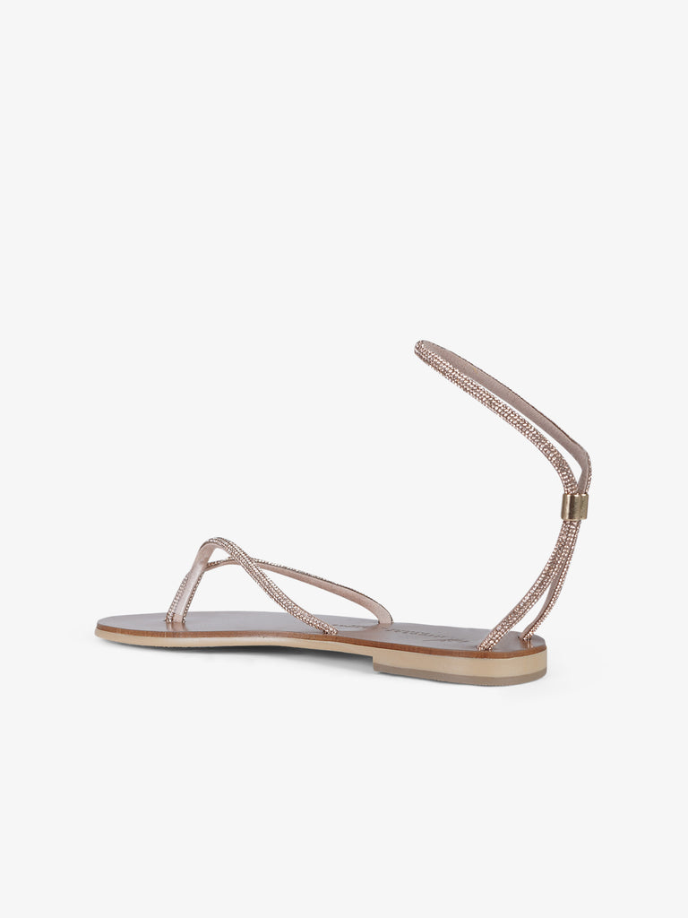 NICOLAS LAINAS sandali bassi con tacco donna tessuto sintetico oro