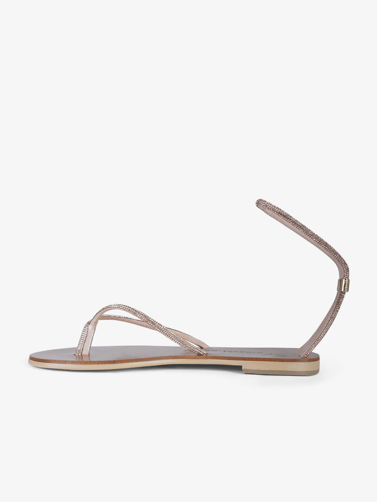 NICOLAS LAINAS sandali bassi con tacco donna tessuto sintetico oro