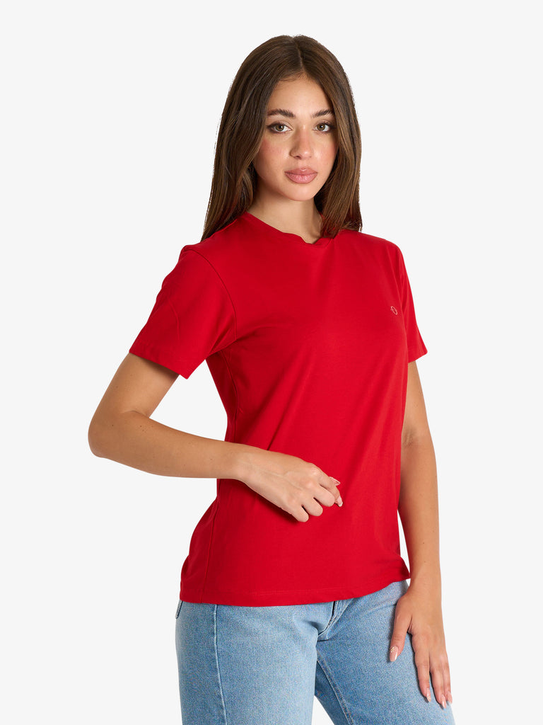 OTTOD'AME t-shirt basic donna rosso cotone