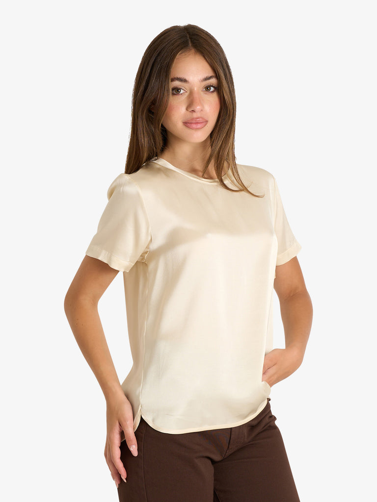 OTTOD'AME t-shirt fluida donna panna viscosa