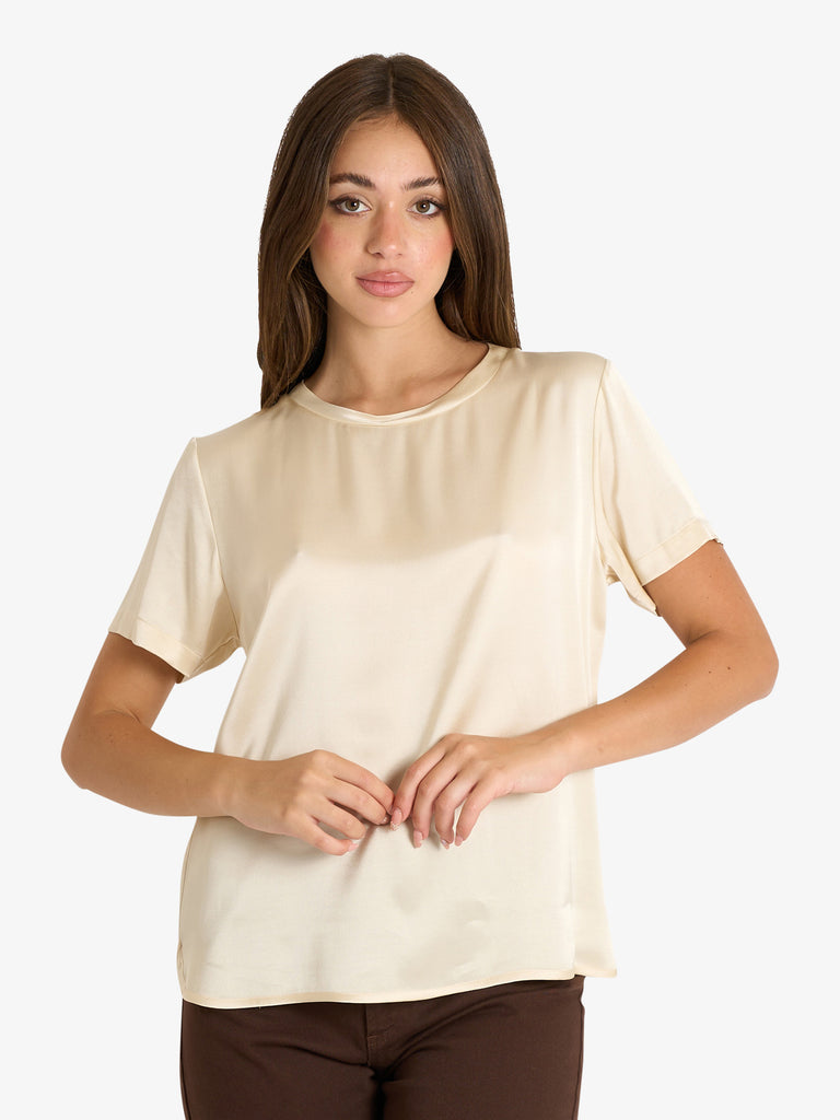 OTTOD'AME t-shirt fluida donna panna viscosa