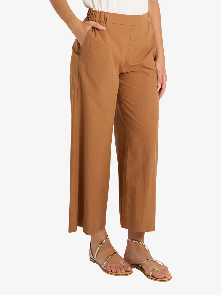 OTTOD'AME pantalone culotte in popeline donna marrone cotone