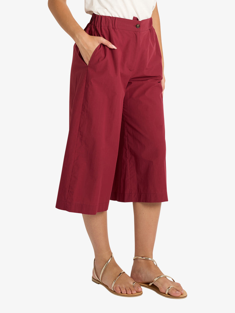 OTTOD'AME pantalone cropped in popeline donna bordeaux cotone