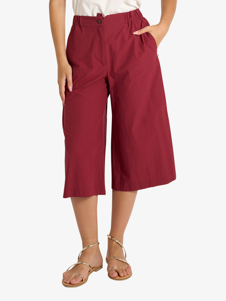 OTTOD'AME pantalone cropped in popeline donna bordeaux cotone