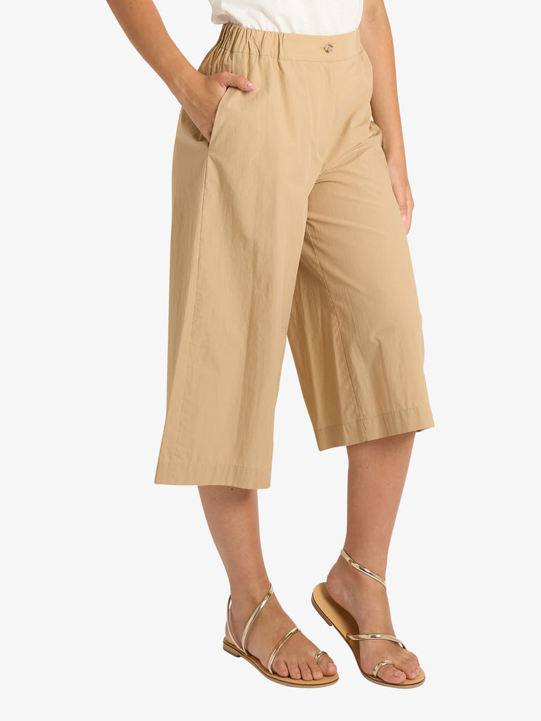 OTTOD'AME pantalone cropped in popeline donna beige cotone