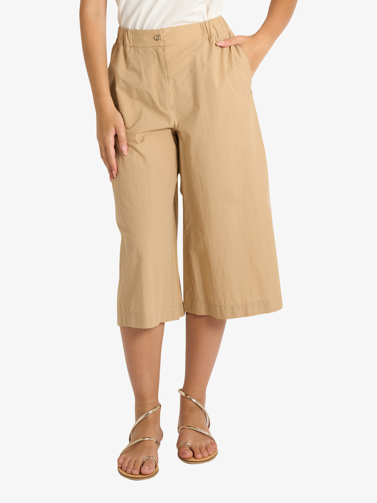 OTTOD'AME pantalone cropped in popeline donna beige cotone