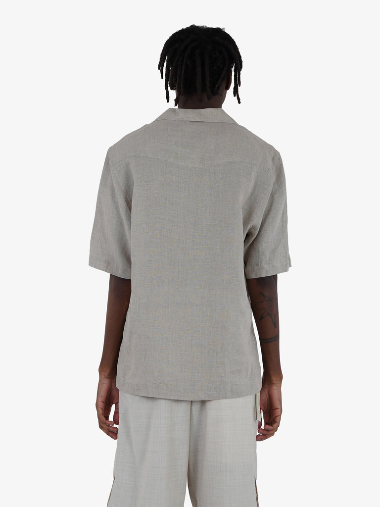 PAOLO PECORA camicie bottoni nascosti uomo marrone lino