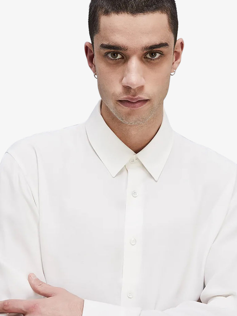 PATRIZIA PEPE camicia monocolore uomo bianco viscosa