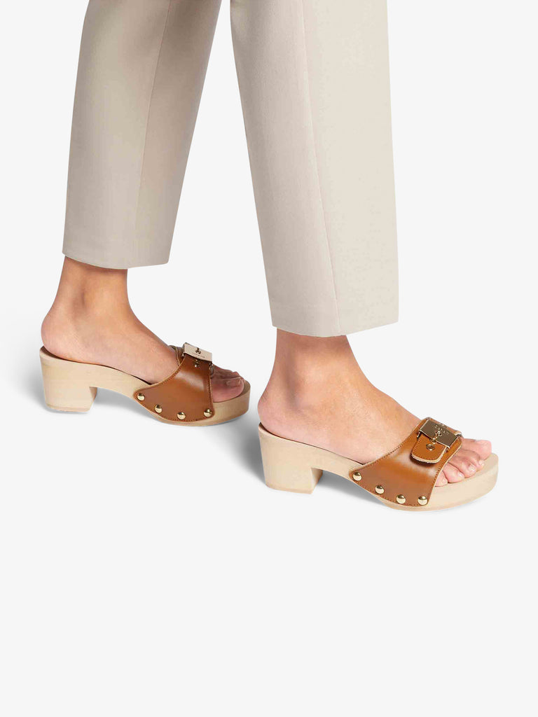 SCHOLL ciabatte donna noelle chunky pelle marrone