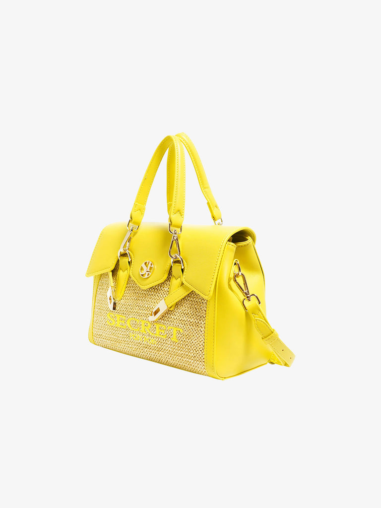 SECRET PON PON Borsa a spalla QUINY STRAW SMALL donna giallo