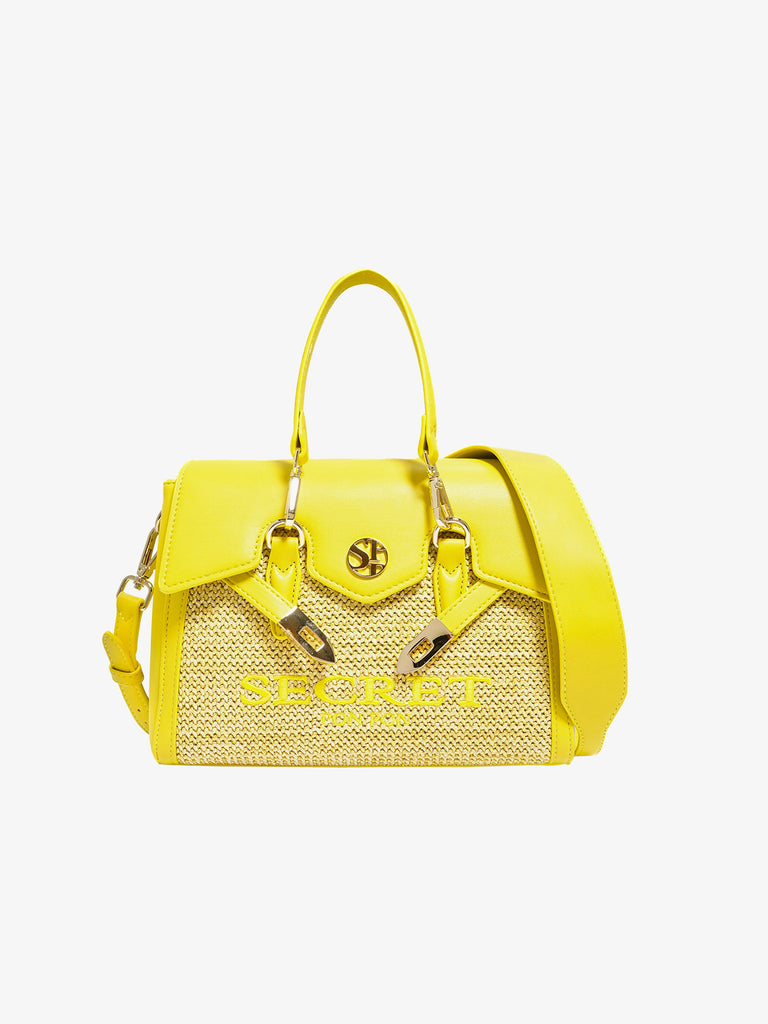 SECRET PON PON Borsa a spalla QUINY STRAW SMALL donna giallo