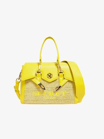 SECRET PON PON Borsa a spalla QUINY STRAW SMALL donna giallo