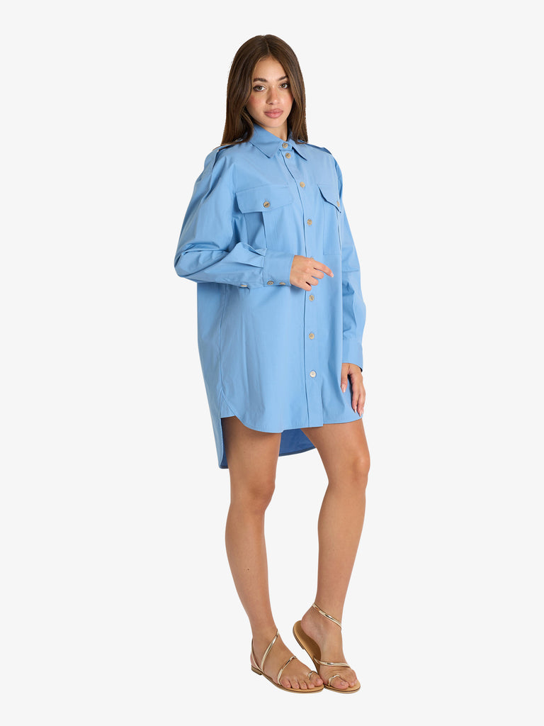 SEMICOUTURE camicia donna azzurro cotone
