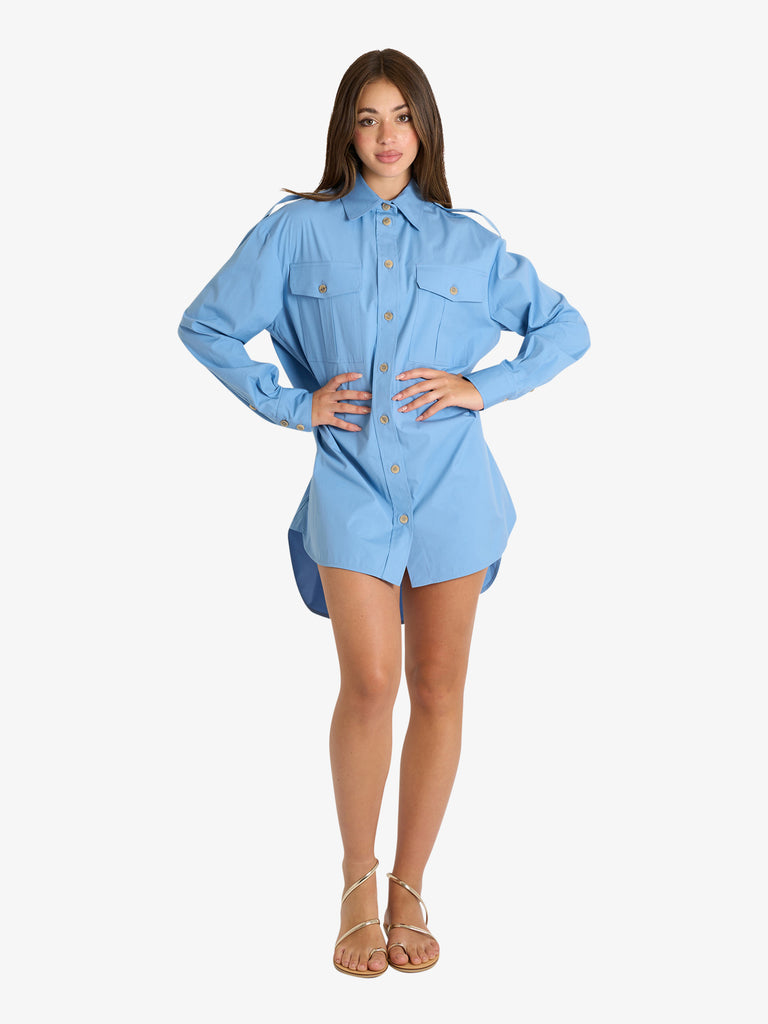 SEMICOUTURE camicia donna azzurro cotone