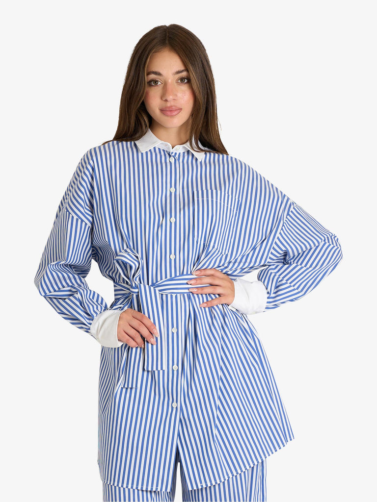 SEMICOUTURE camicia donna azzurro cotone