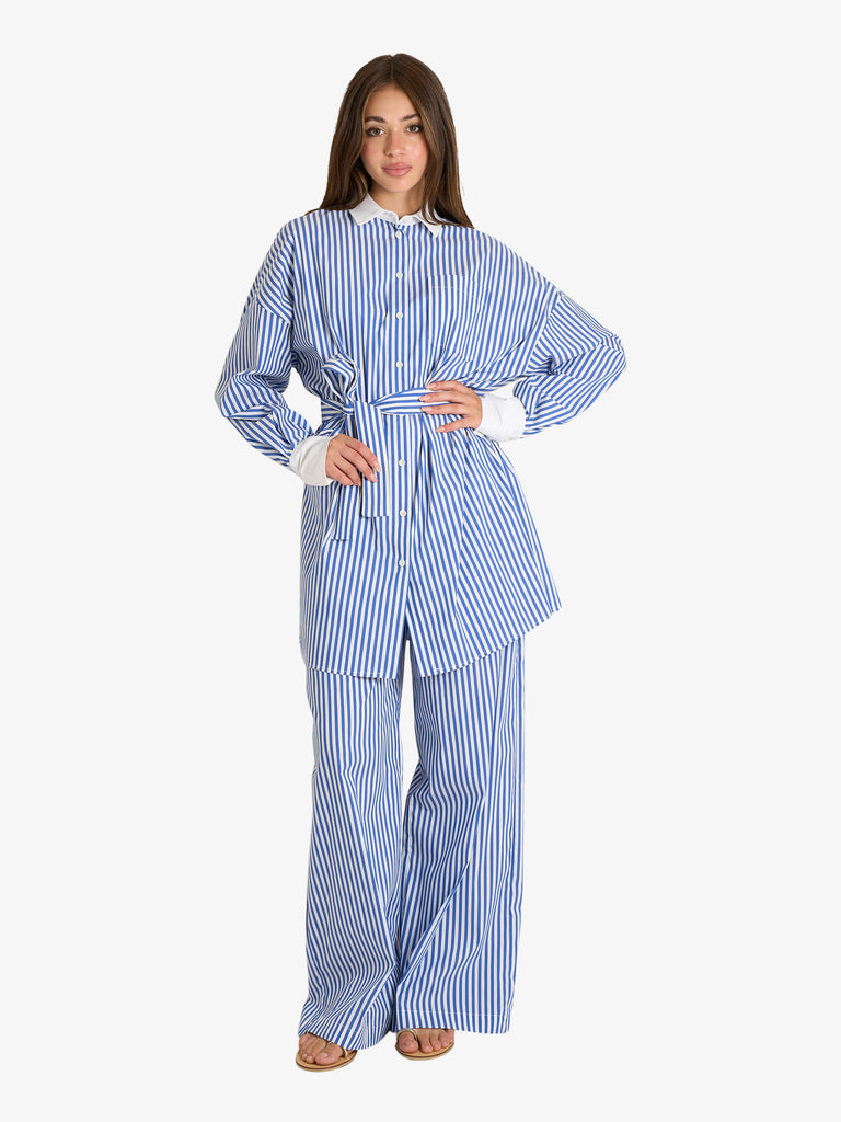 SEMICOUTURE pantalone jhonny donna azzurro cotone