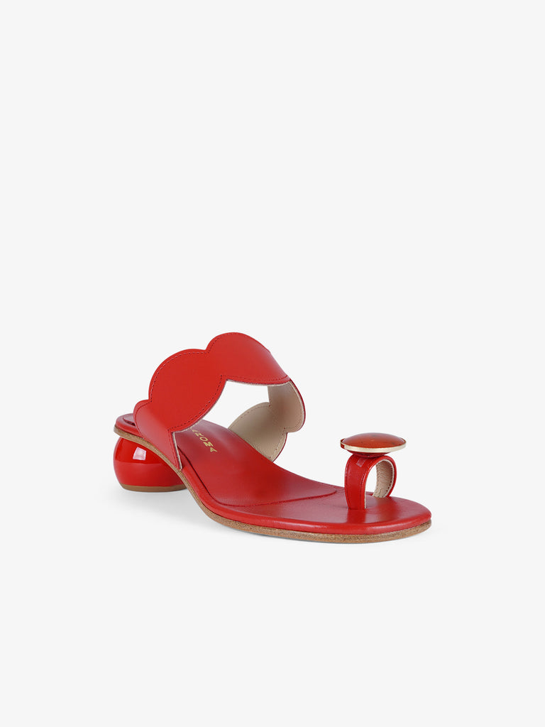 SIANO VIA ROMA sandali bassi punta a mandorla donna pelle rosso