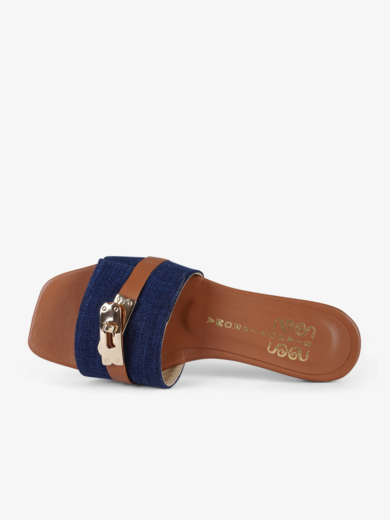 SIANO VIA ROMA sandali bassi donna chiusura in metallo pelle denim