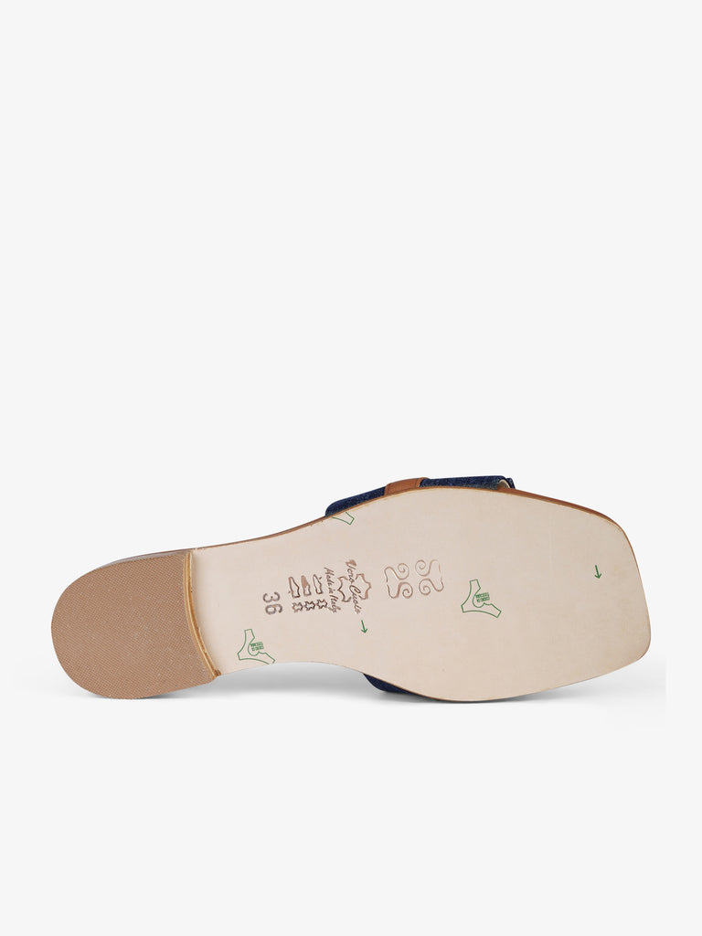 SIANO VIA ROMA sandali bassi donna chiusura in metallo pelle denim