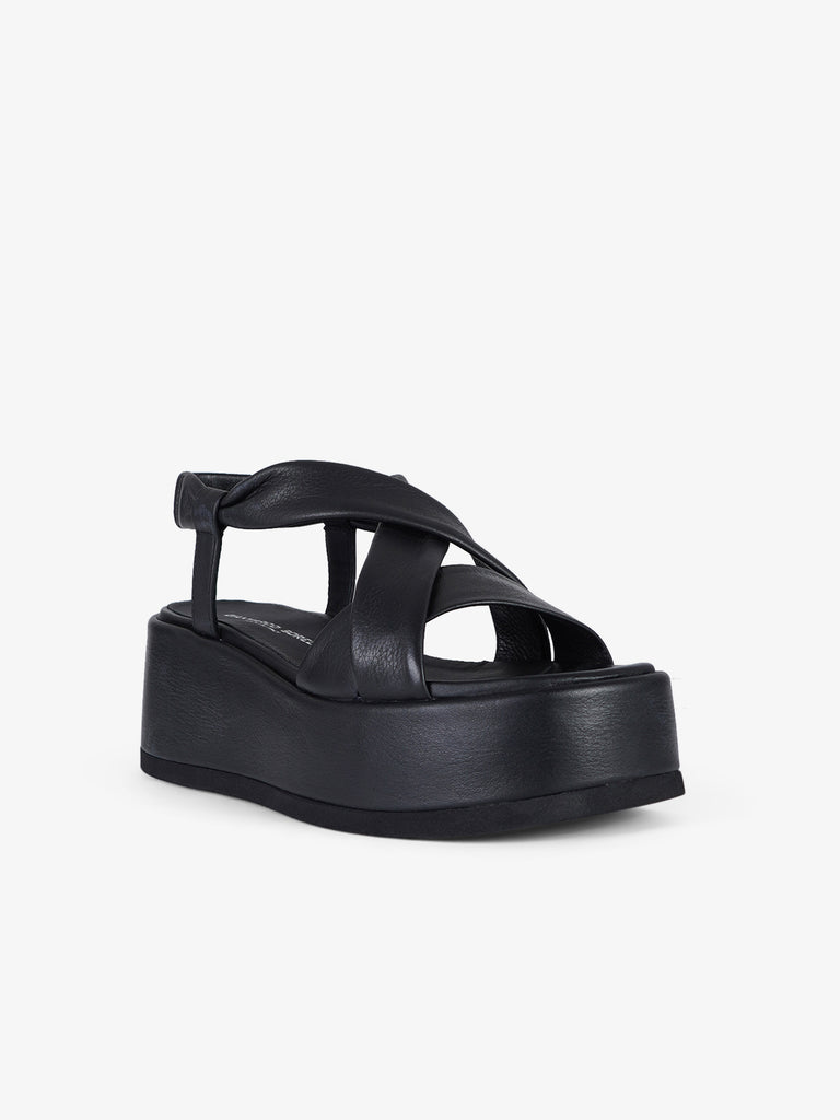 SORELLI sandali con zeppa monocolore donna pelle nero