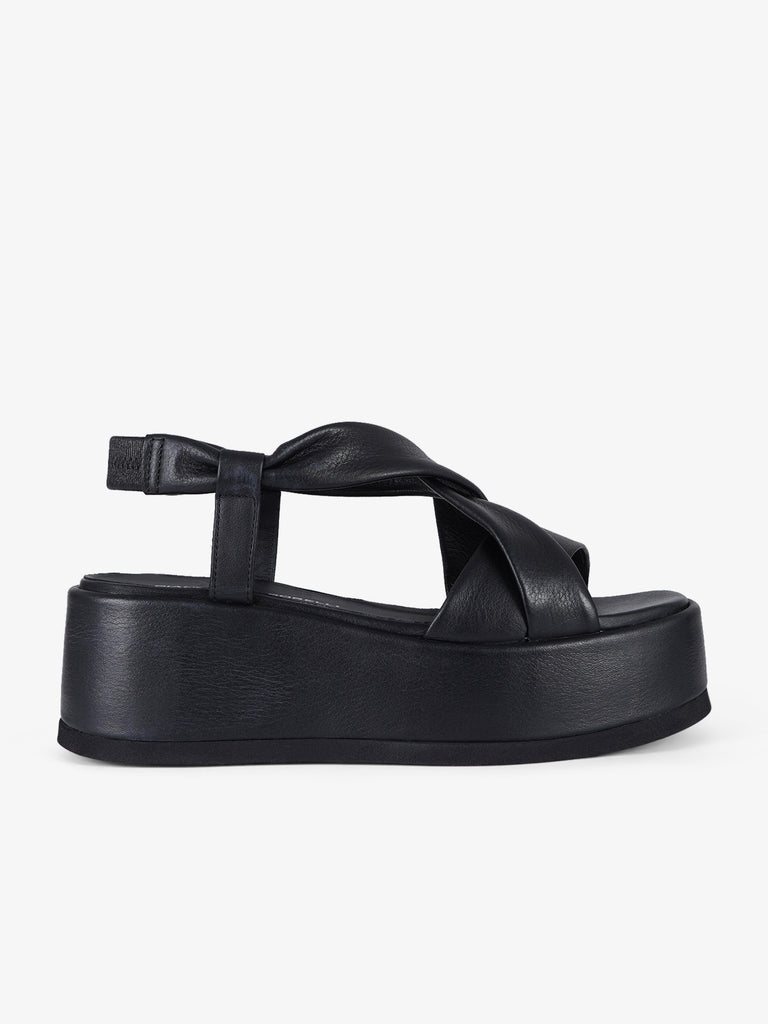 SORELLI sandali con zeppa monocolore donna pelle nero