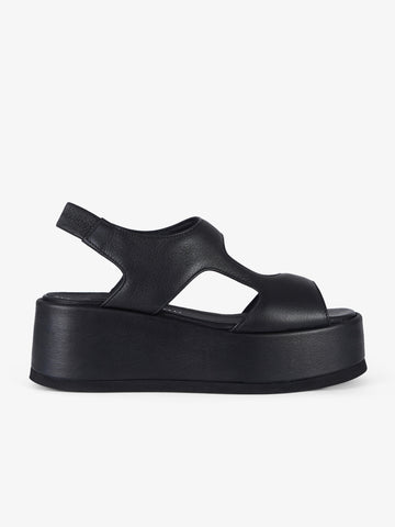 SORELLI sandali con plateau taccoa zeppa donna pelle nero