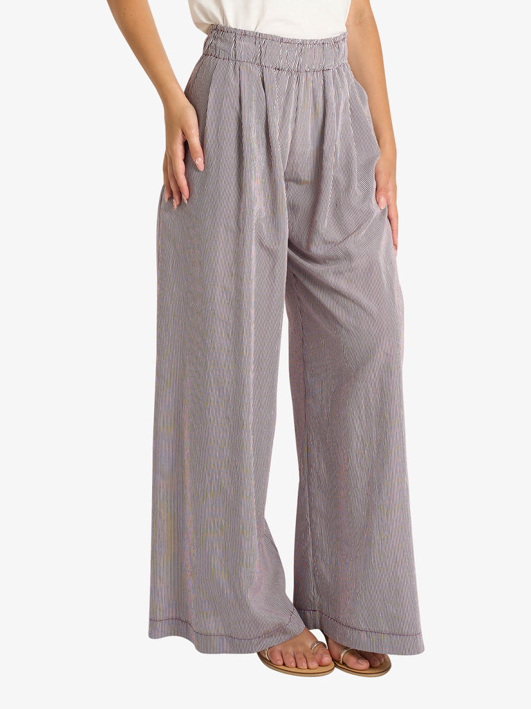 SOUVENIR pantalone a righe donna bordeaux viscosa
