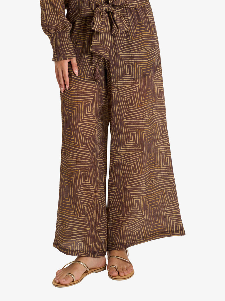 SOUVENIR pantalone a fantasia donna marrone lyocell